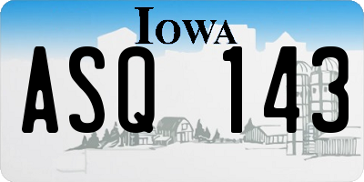IA license plate ASQ143
