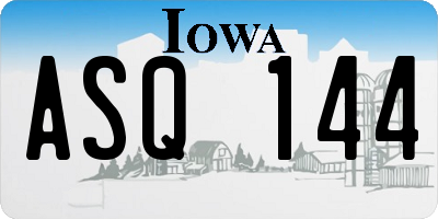 IA license plate ASQ144