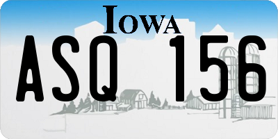 IA license plate ASQ156