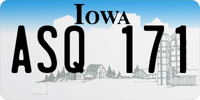 IA license plate ASQ171