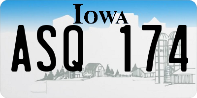 IA license plate ASQ174