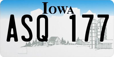 IA license plate ASQ177