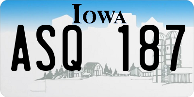 IA license plate ASQ187