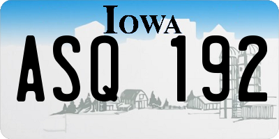 IA license plate ASQ192