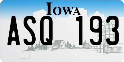 IA license plate ASQ193