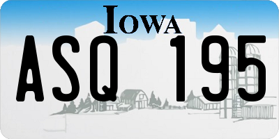 IA license plate ASQ195