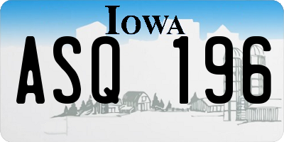 IA license plate ASQ196