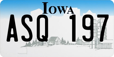 IA license plate ASQ197