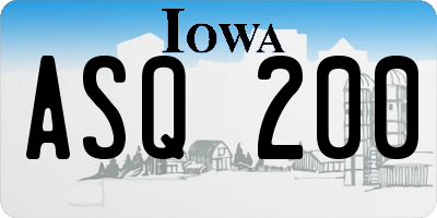 IA license plate ASQ200