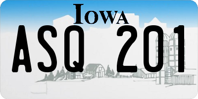 IA license plate ASQ201