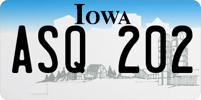 IA license plate ASQ202