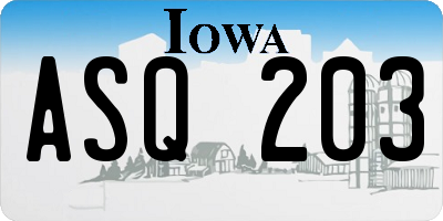 IA license plate ASQ203
