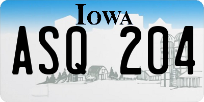 IA license plate ASQ204