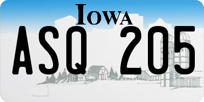 IA license plate ASQ205