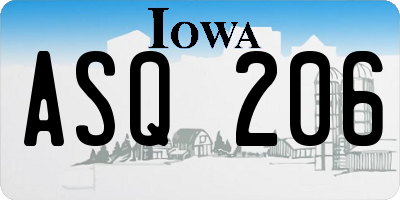 IA license plate ASQ206