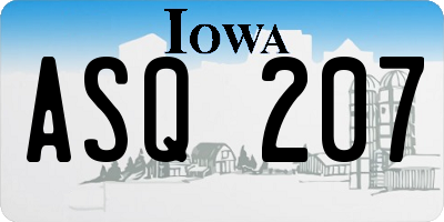 IA license plate ASQ207