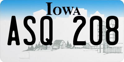 IA license plate ASQ208
