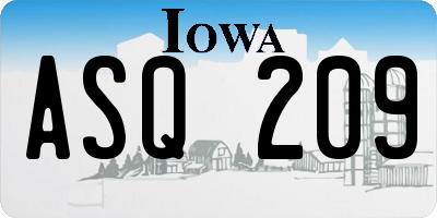 IA license plate ASQ209