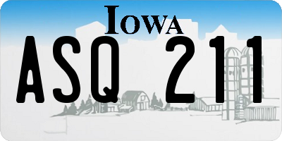 IA license plate ASQ211