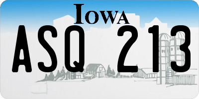 IA license plate ASQ213
