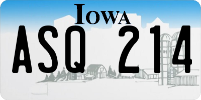 IA license plate ASQ214