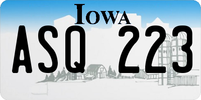 IA license plate ASQ223