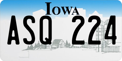 IA license plate ASQ224