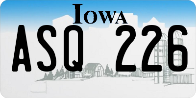 IA license plate ASQ226