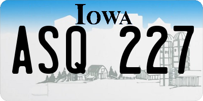 IA license plate ASQ227