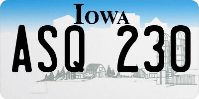 IA license plate ASQ230