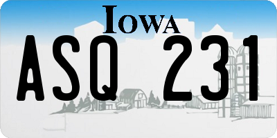 IA license plate ASQ231