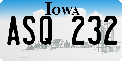 IA license plate ASQ232