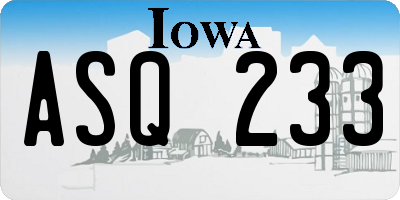 IA license plate ASQ233