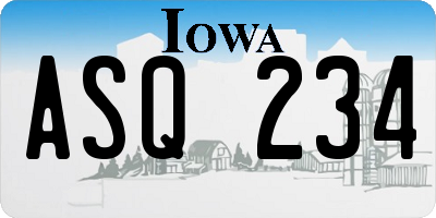 IA license plate ASQ234