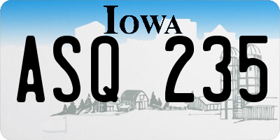 IA license plate ASQ235
