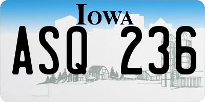 IA license plate ASQ236