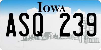 IA license plate ASQ239