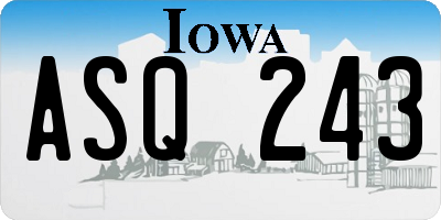 IA license plate ASQ243