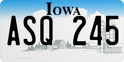 IA license plate ASQ245