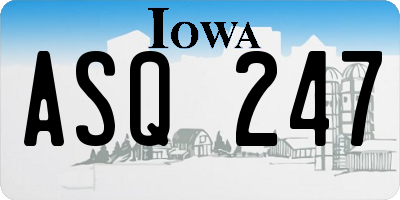 IA license plate ASQ247