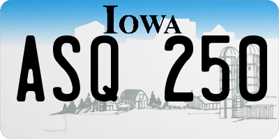 IA license plate ASQ250