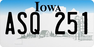 IA license plate ASQ251
