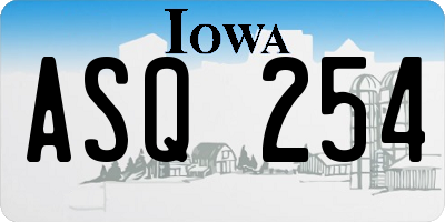 IA license plate ASQ254
