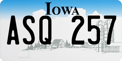 IA license plate ASQ257