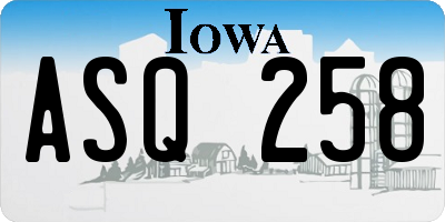 IA license plate ASQ258
