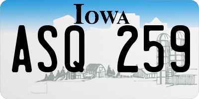 IA license plate ASQ259