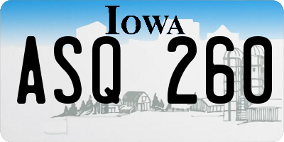 IA license plate ASQ260
