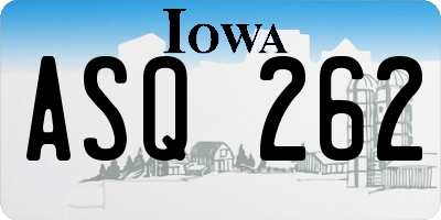 IA license plate ASQ262