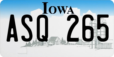IA license plate ASQ265