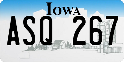 IA license plate ASQ267